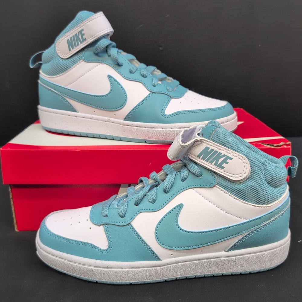 Nike Court Borough Mid 2 (GS) Big Kids Sneakers US 7Y White Denim CD7782-129